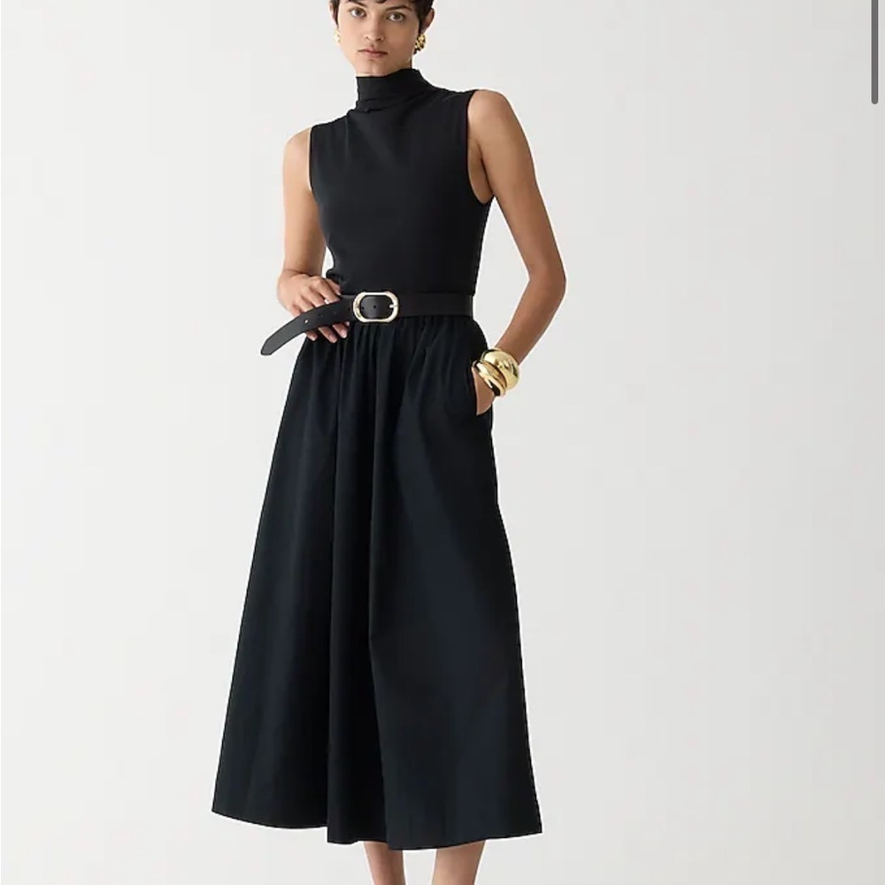 J crew Fitted knit mockneck dress with poplin skirt